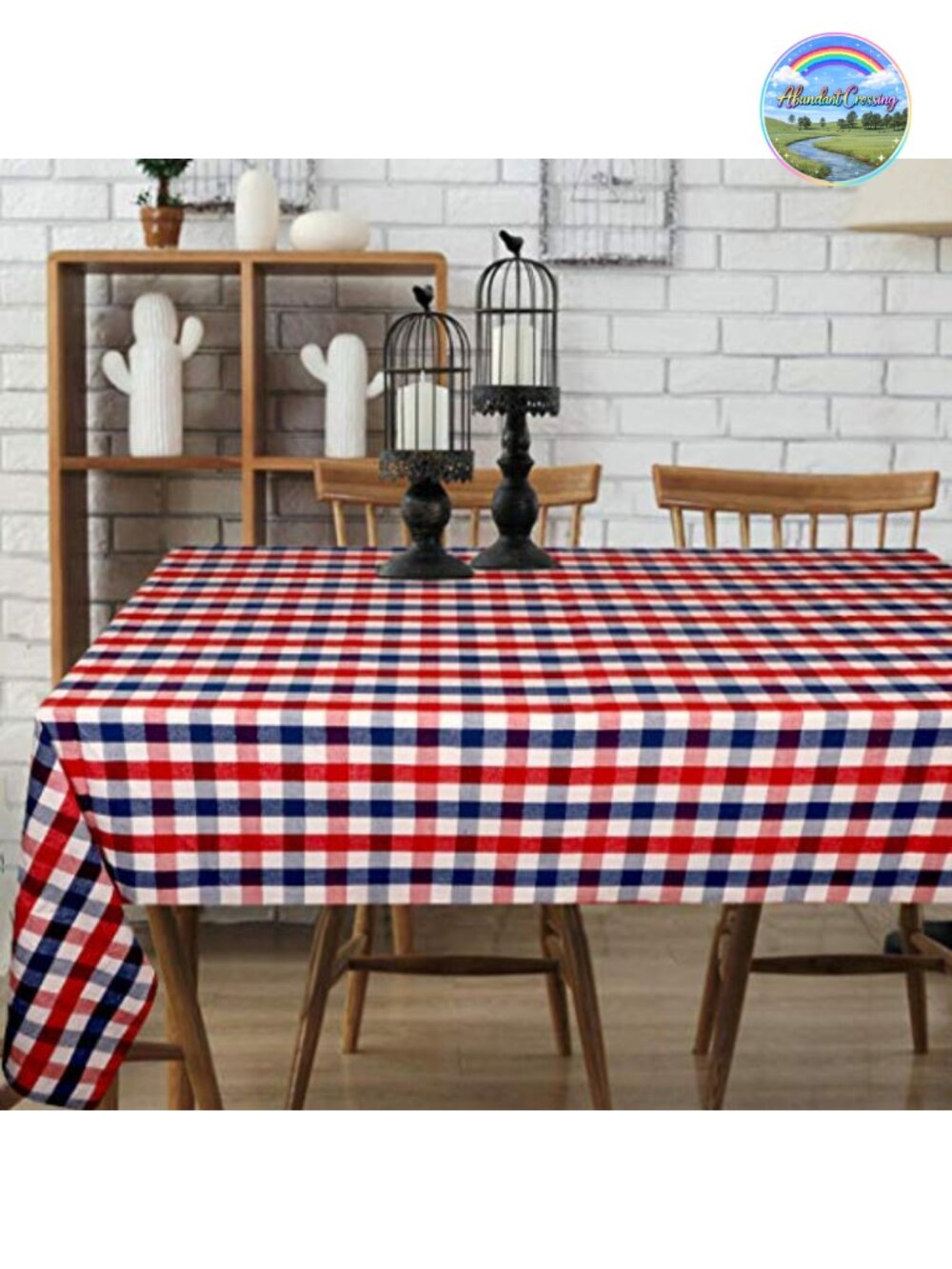 Cotton Checkered Tablecloth 60x84 Rectangular 6-8 Seats Holiday Dining